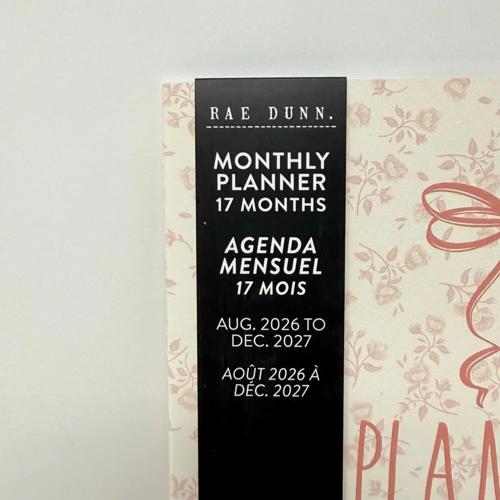 Rae Dunn 2027 Monthly Planner 17 Month Pink Floral Bow Agenda Journal Organizer